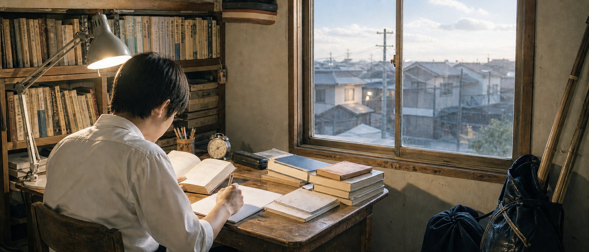 受験勉強に打ち込んだ少年時代のイメージ